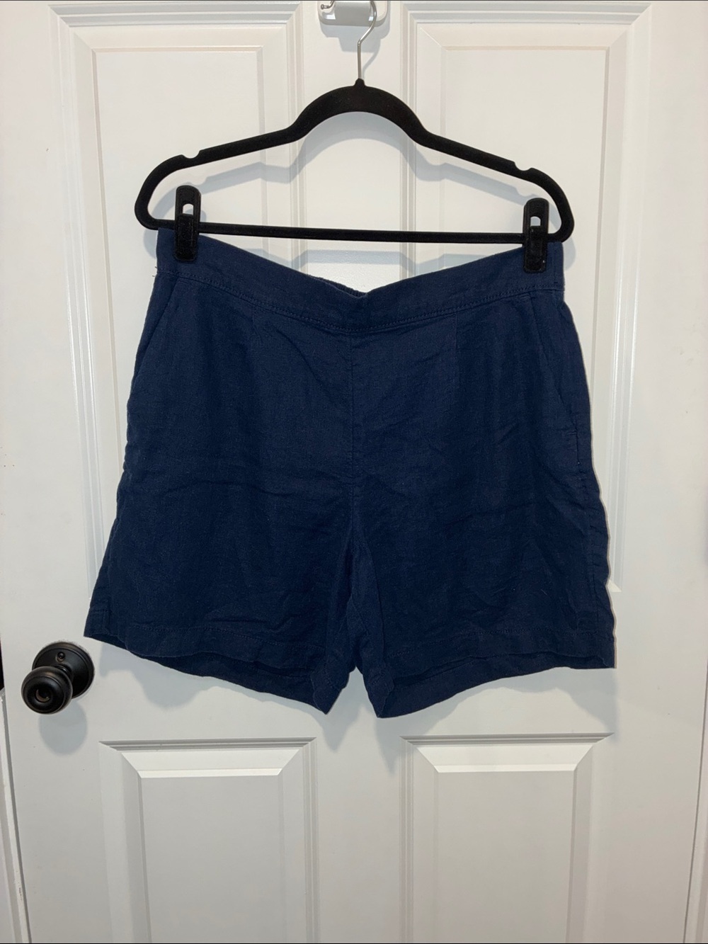 Croft & Barrow Navy Blue Linen Blend Shorts Women's Casual Summer Pull-On Shorts